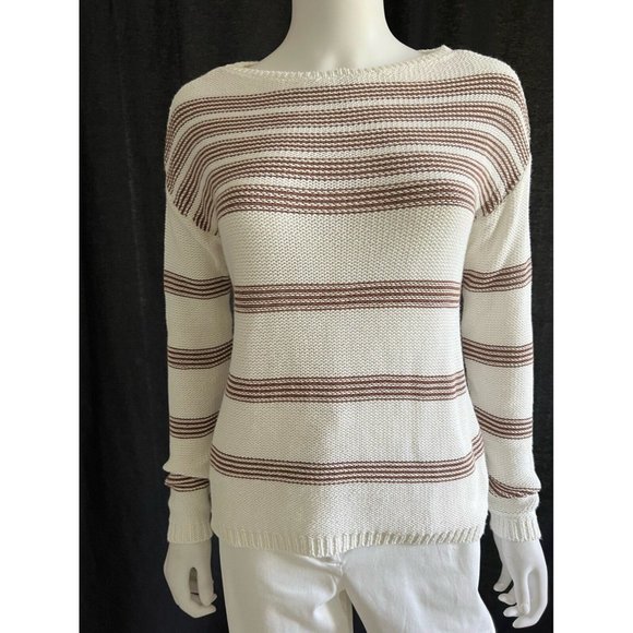 Ann Taylor Sweaters - Ann Taylor Women's Loft Sweater Striped Cream Beige Size XS